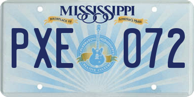 MS license plate PXE072