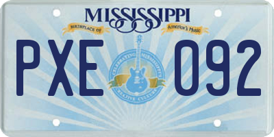 MS license plate PXE092