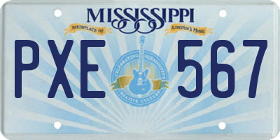 MS license plate PXE567