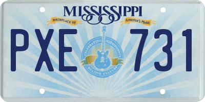 MS license plate PXE731