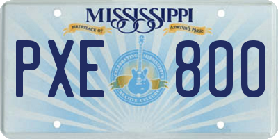 MS license plate PXE800
