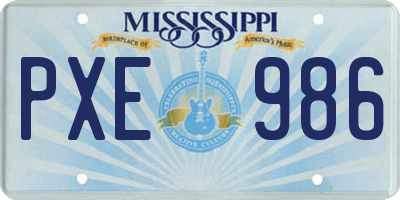 MS license plate PXE986