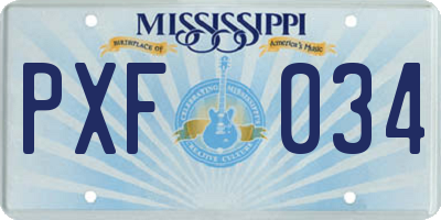 MS license plate PXF034
