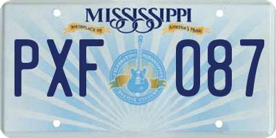 MS license plate PXF087