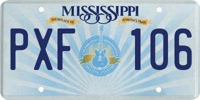 MS license plate PXF106