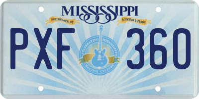 MS license plate PXF360