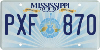 MS license plate PXF870