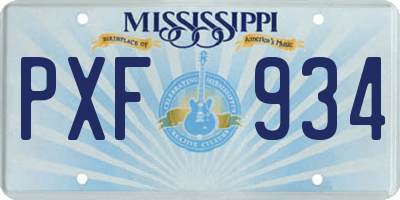 MS license plate PXF934