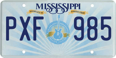MS license plate PXF985
