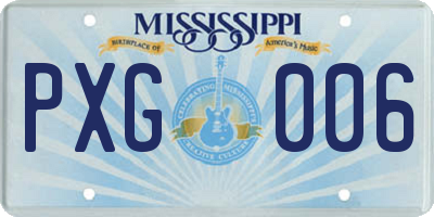 MS license plate PXG006