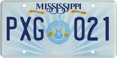 MS license plate PXG021