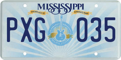 MS license plate PXG035
