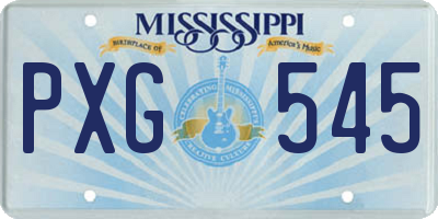 MS license plate PXG545
