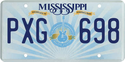 MS license plate PXG698