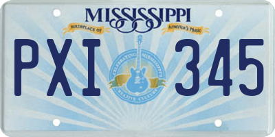 MS license plate PXI345