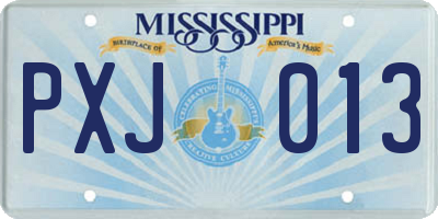 MS license plate PXJ013