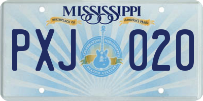 MS license plate PXJ020