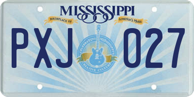 MS license plate PXJ027