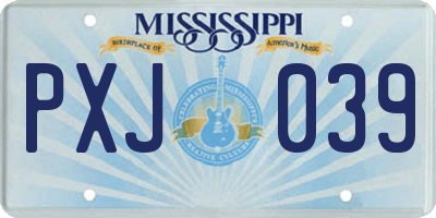 MS license plate PXJ039