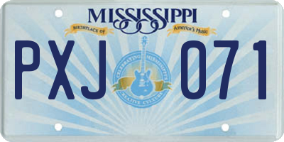 MS license plate PXJ071