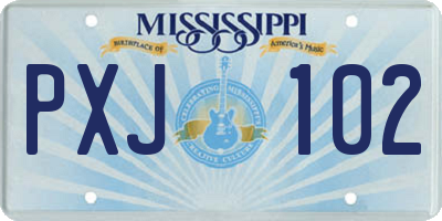 MS license plate PXJ102