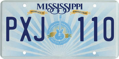 MS license plate PXJ110