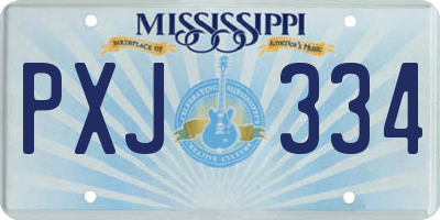 MS license plate PXJ334