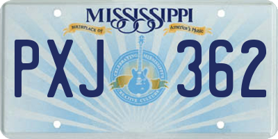 MS license plate PXJ362