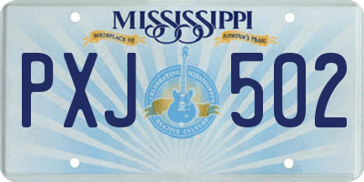 MS license plate PXJ502