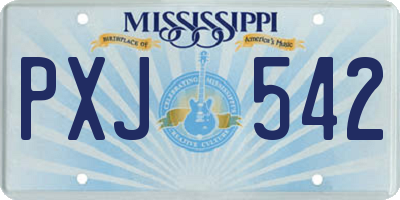 MS license plate PXJ542