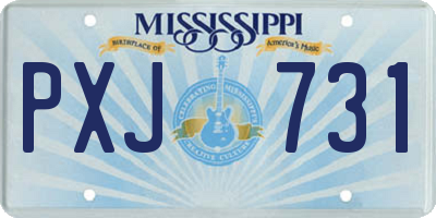 MS license plate PXJ731