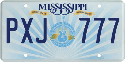 MS license plate PXJ777