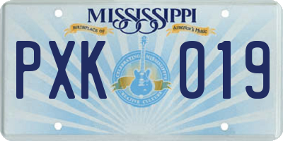 MS license plate PXK019