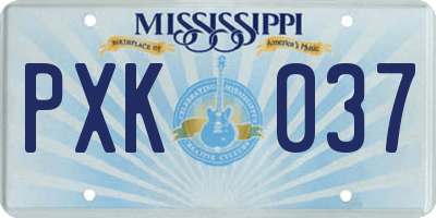MS license plate PXK037