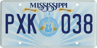 MS license plate PXK038