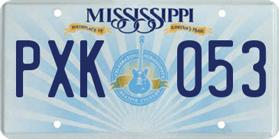 MS license plate PXK053