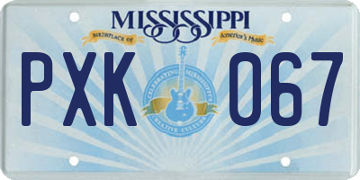 MS license plate PXK067