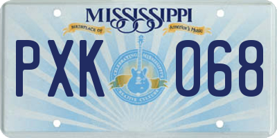 MS license plate PXK068