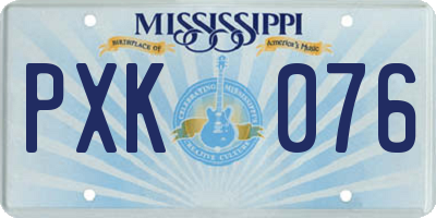 MS license plate PXK076