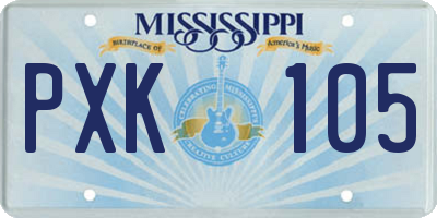MS license plate PXK105