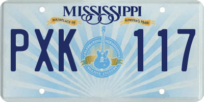MS license plate PXK117