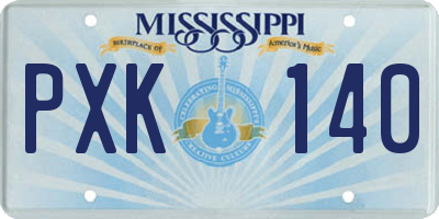MS license plate PXK140