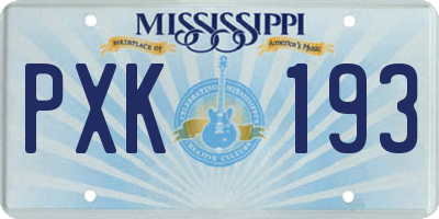 MS license plate PXK193