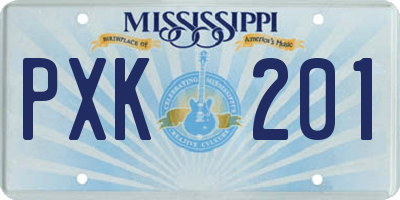 MS license plate PXK201