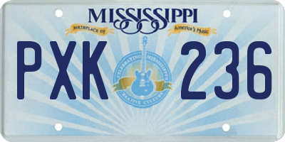 MS license plate PXK236