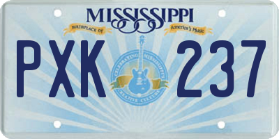 MS license plate PXK237