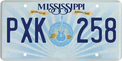 MS license plate PXK258