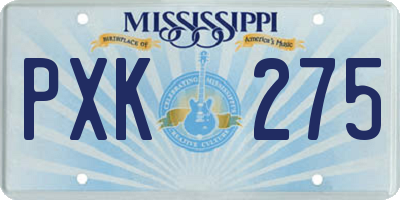 MS license plate PXK275