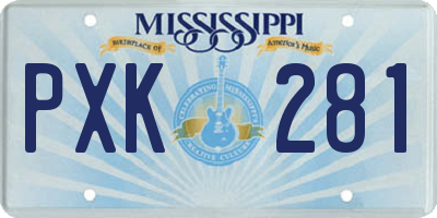 MS license plate PXK281