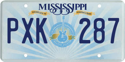 MS license plate PXK287